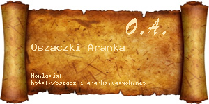 Oszaczki Aranka névjegykártya